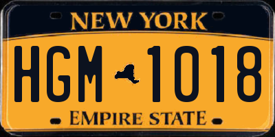 NY license plate HGM1018