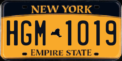 NY license plate HGM1019