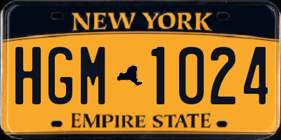 NY license plate HGM1024