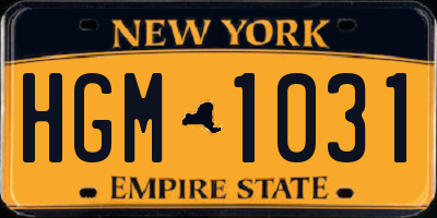NY license plate HGM1031