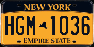 NY license plate HGM1036