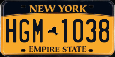 NY license plate HGM1038