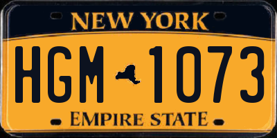 NY license plate HGM1073