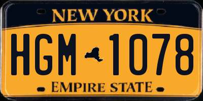 NY license plate HGM1078
