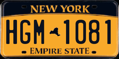 NY license plate HGM1081