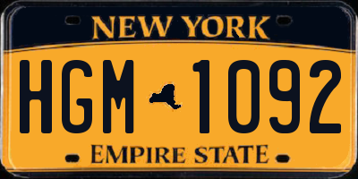 NY license plate HGM1092
