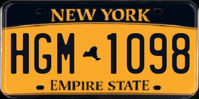 NY license plate HGM1098