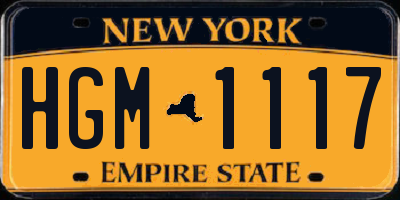 NY license plate HGM1117
