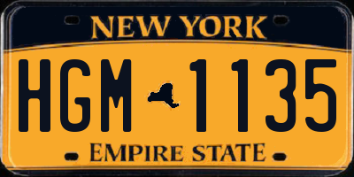 NY license plate HGM1135