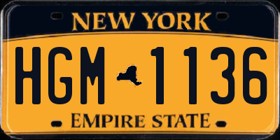 NY license plate HGM1136