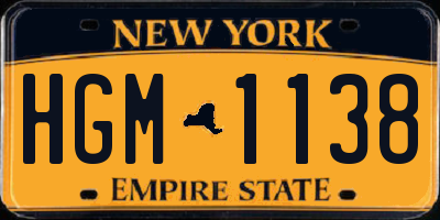NY license plate HGM1138