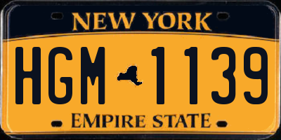 NY license plate HGM1139