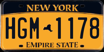 NY license plate HGM1178