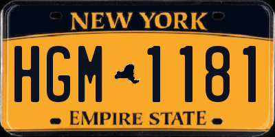 NY license plate HGM1181