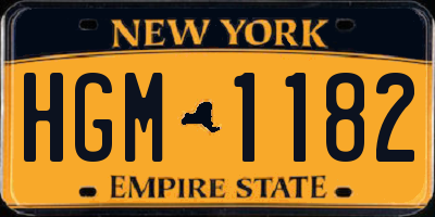 NY license plate HGM1182