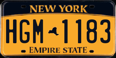 NY license plate HGM1183