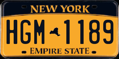 NY license plate HGM1189