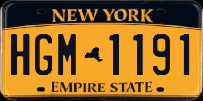 NY license plate HGM1191