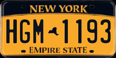 NY license plate HGM1193