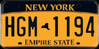 NY license plate HGM1194