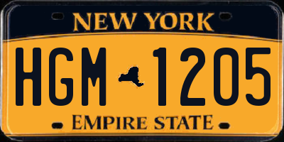 NY license plate HGM1205