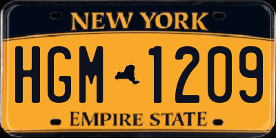 NY license plate HGM1209