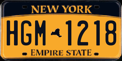 NY license plate HGM1218