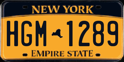 NY license plate HGM1289