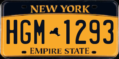 NY license plate HGM1293