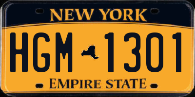 NY license plate HGM1301