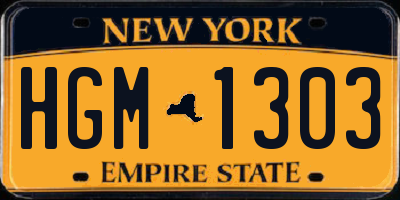 NY license plate HGM1303