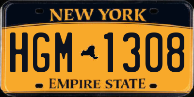 NY license plate HGM1308