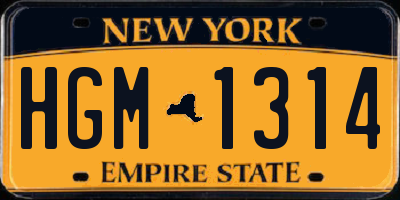 NY license plate HGM1314