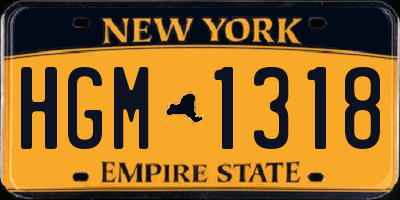 NY license plate HGM1318