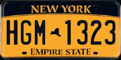 NY license plate HGM1323