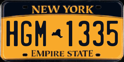 NY license plate HGM1335