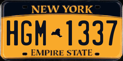NY license plate HGM1337