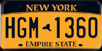 NY license plate HGM1360