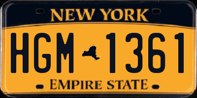 NY license plate HGM1361