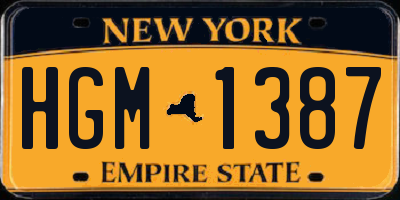 NY license plate HGM1387