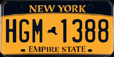NY license plate HGM1388