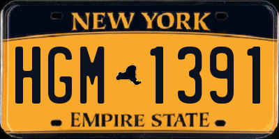 NY license plate HGM1391