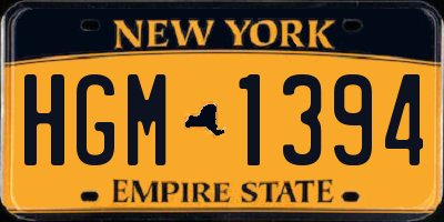 NY license plate HGM1394