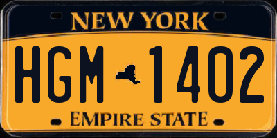 NY license plate HGM1402