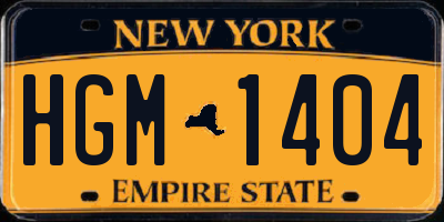 NY license plate HGM1404