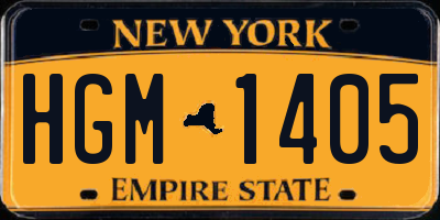 NY license plate HGM1405