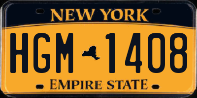 NY license plate HGM1408