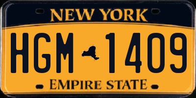 NY license plate HGM1409