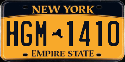 NY license plate HGM1410