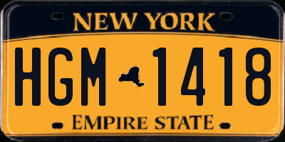 NY license plate HGM1418